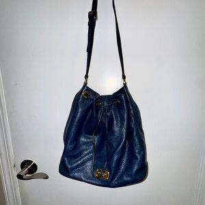 Michael Kors Jules Navy Leather Hobo Bag
